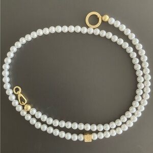 Elegant Gold and White Pearl Crossbody Phone Holder